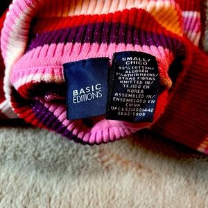 Red , pink , purple turtleneck long sleeve shirt